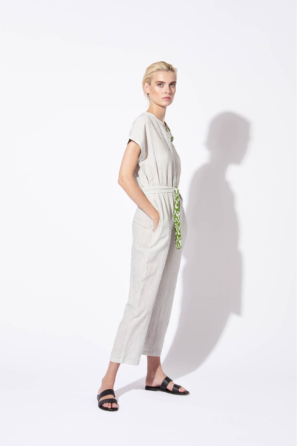 BLUE MESSINA PIQUÉ JUMPSUIT