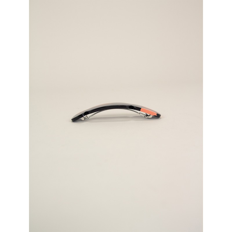 Barrette Nymphe en corne noire et  laque Roux