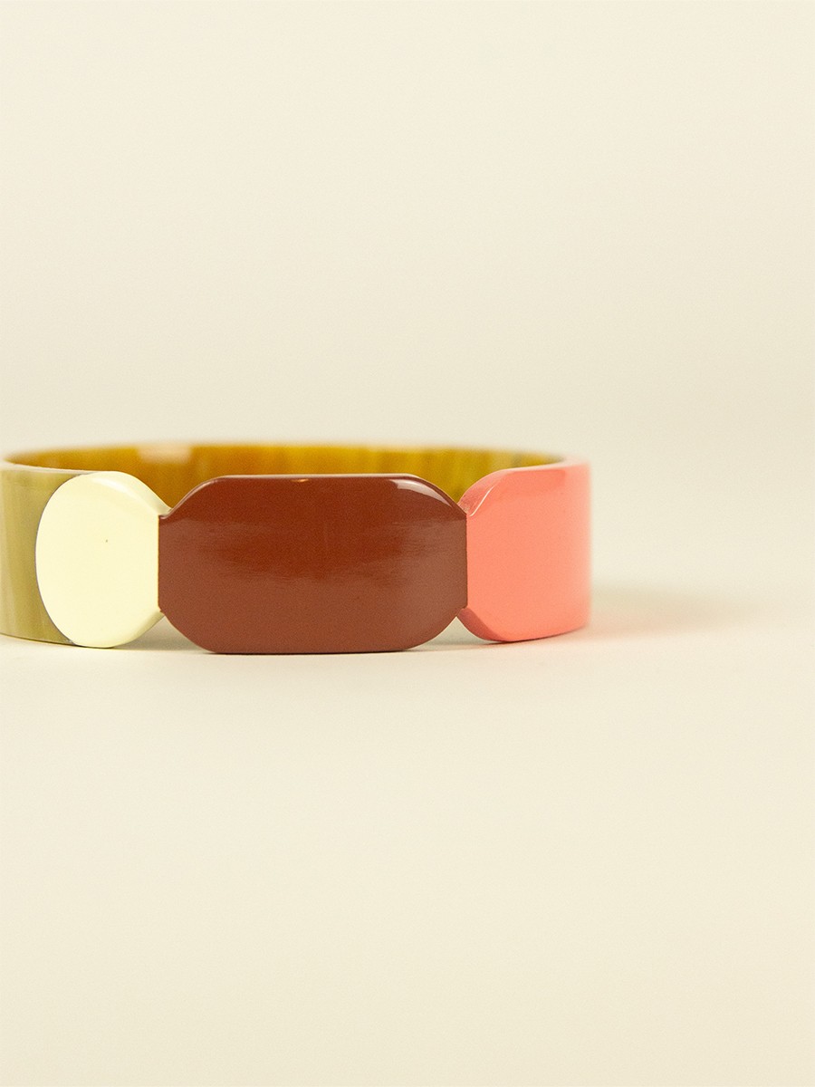 Bracelet 20 Totem en corne blonde et laque Bordeaux taille S