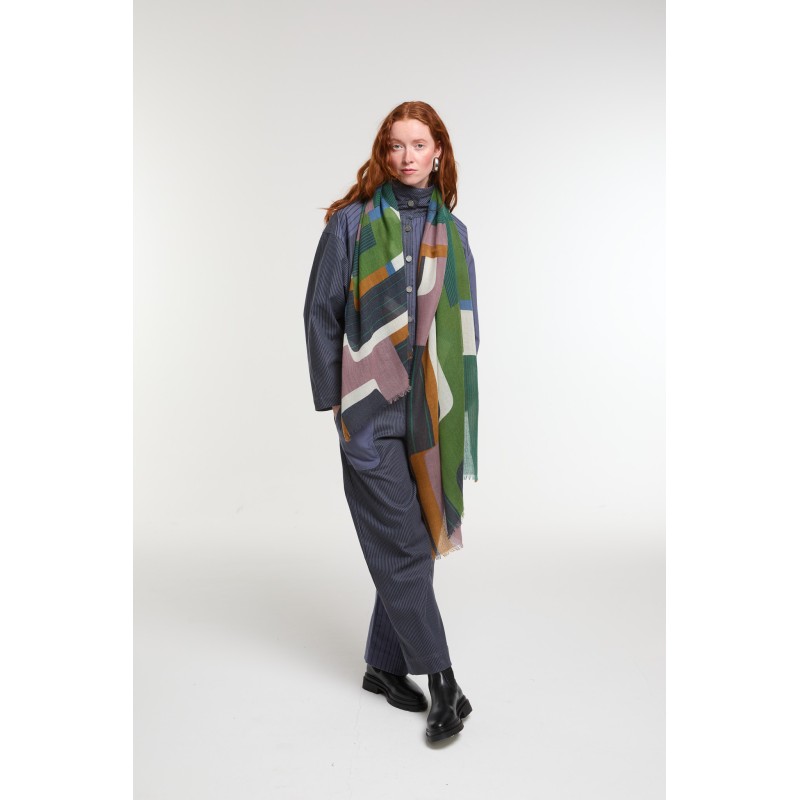 Foulard Petra Vert Imprimé Chic | Mapoésie Paris