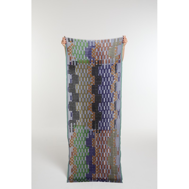 Foulard Saccade Gris Bleu Tendance | Mapoésie Paris