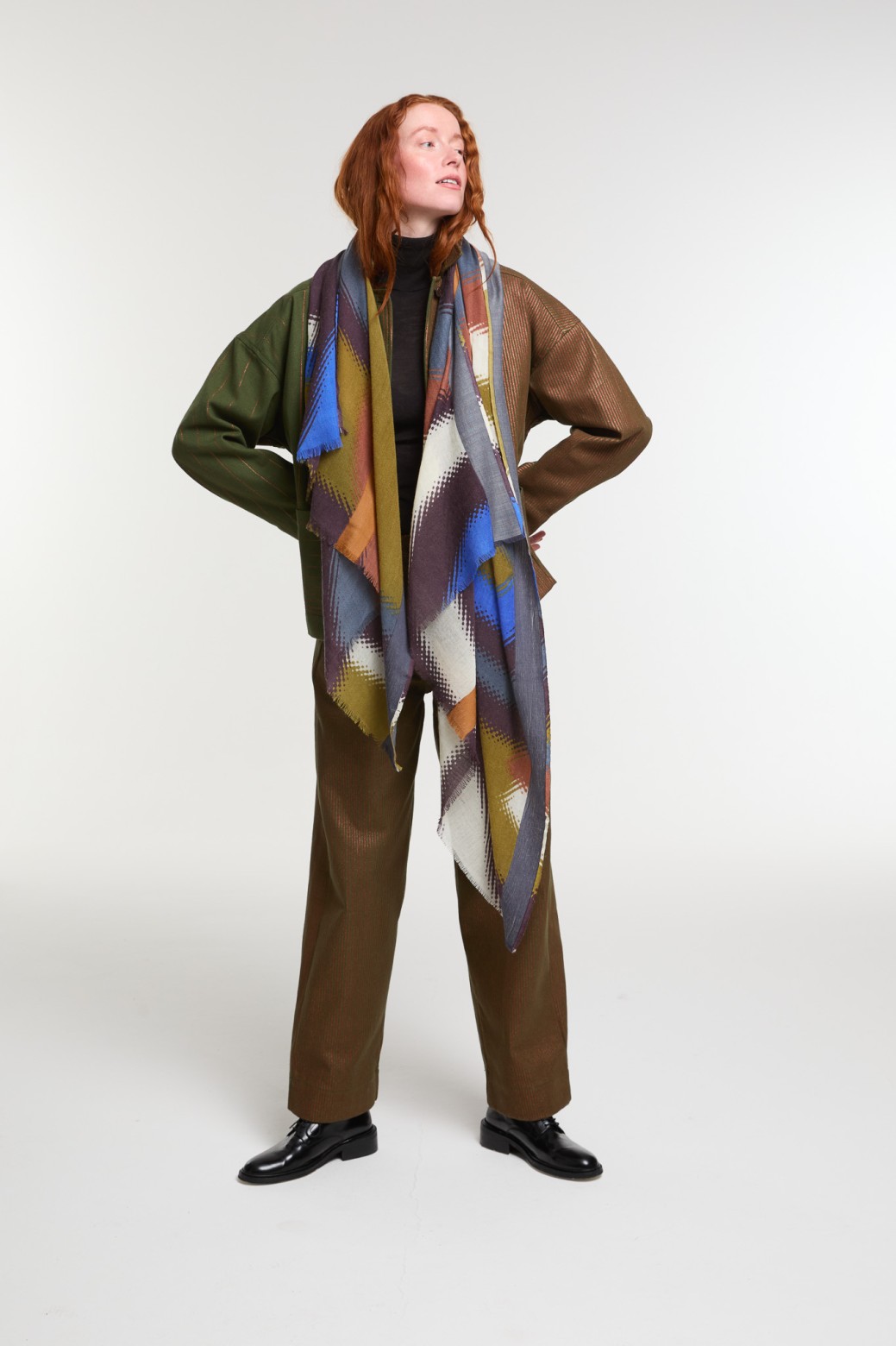 Foulard Mouvance Kaki Tons Naturels | Mapoésie Paris