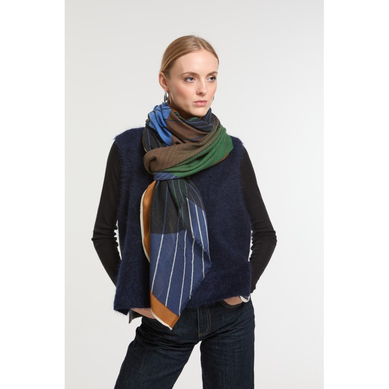 Foulard Astre Bleu Vert Style Unique | Mapoésie Paris