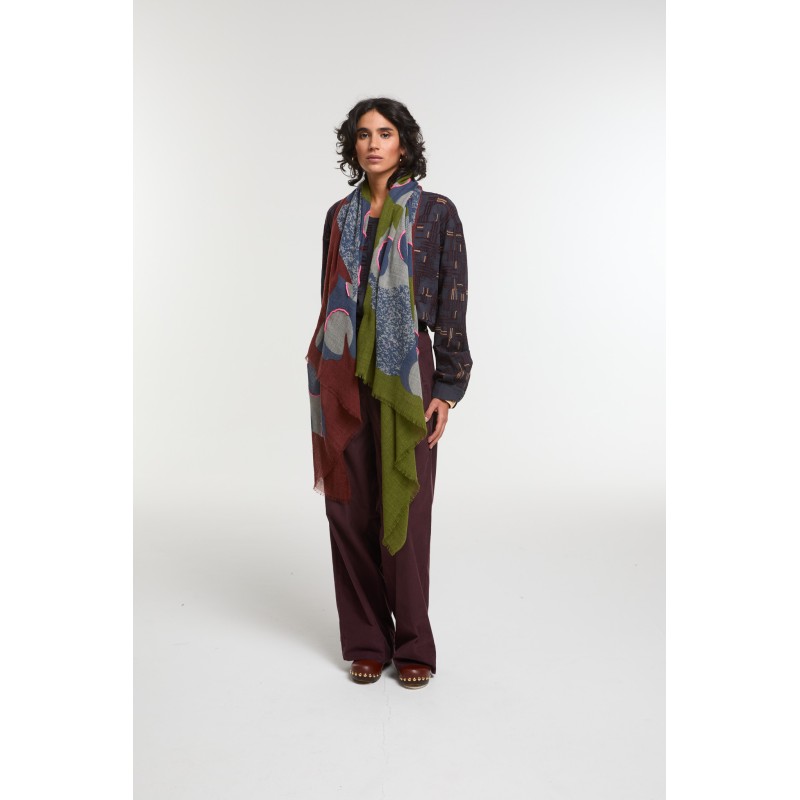 Foulard Éternel Kaki Rose Allure Arty | Mapoésie Paris