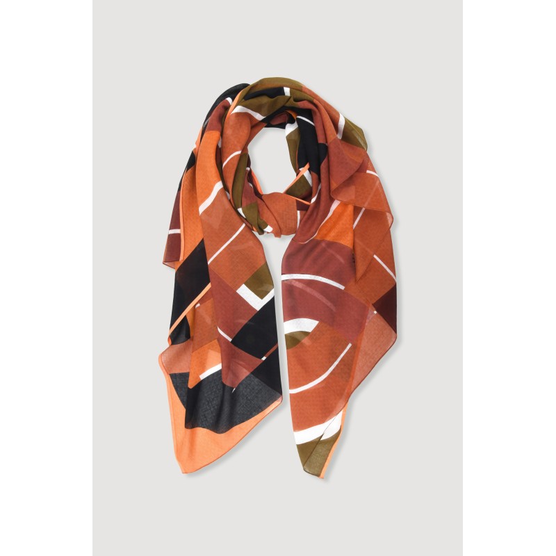 Foulard en coton Graphique Le Bal Caramel/Mapoésie