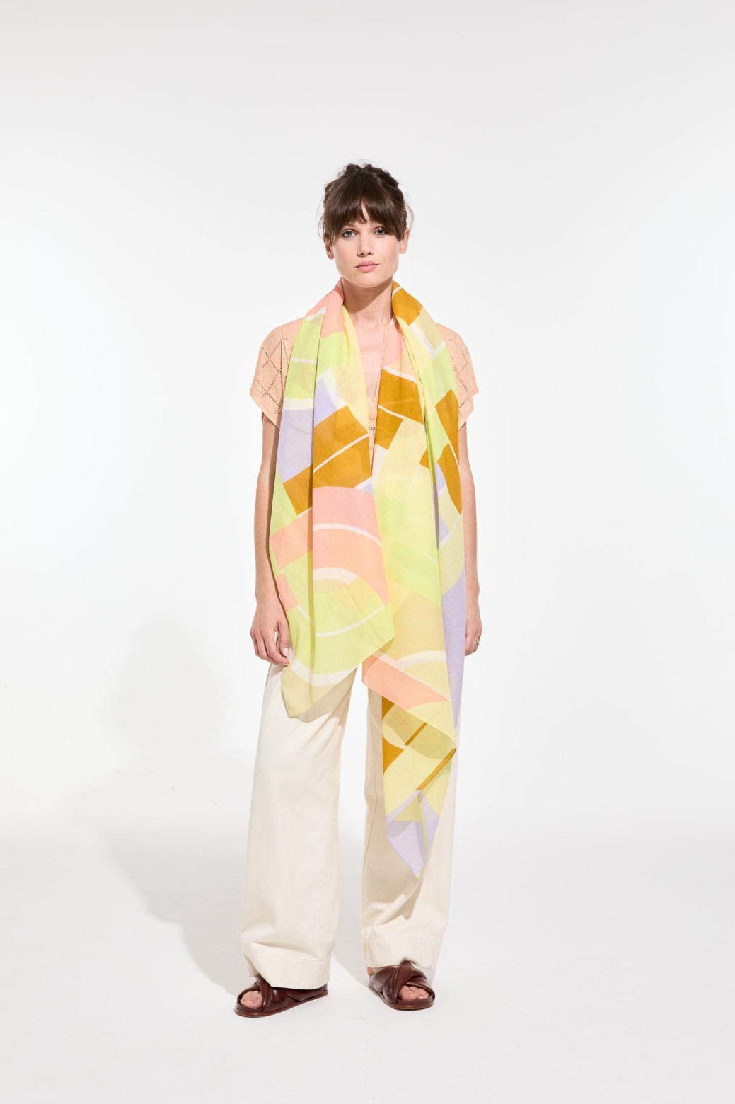 Le Bal Yellow Graphic Cotton Scarf / Mapoésie