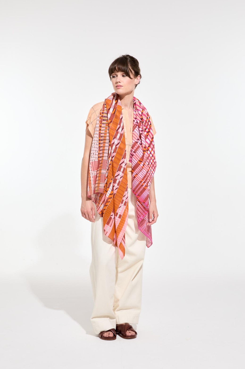 Foulard en coton Graphique Utopie rose/Mapoésie