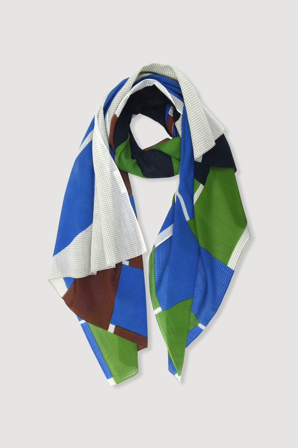 Foulard en coton Graphique Liane bleu vert/Mapoésie
