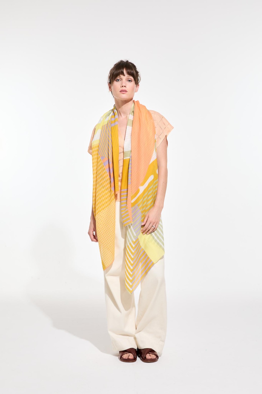 Foulard en coton Graphique Cascade jaune/Mapoésie