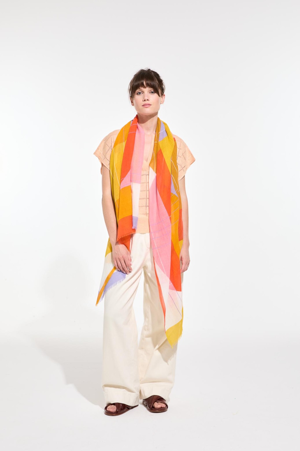 Foulard en coton Graphique Forma orange/Mapoésie