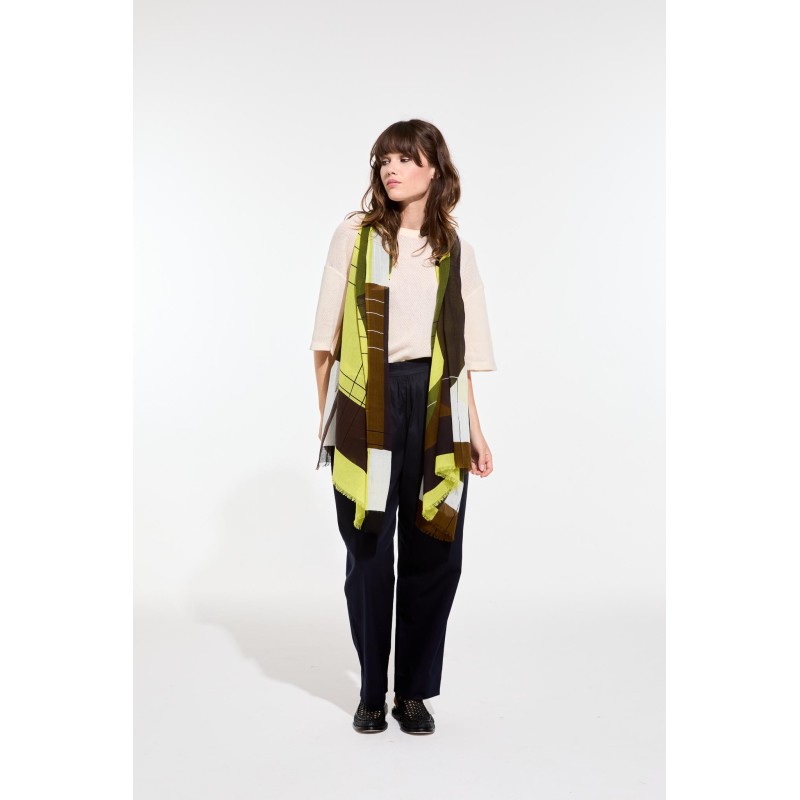 Foulard en coton Graphique Forma kaki jaune/Mapoésie
