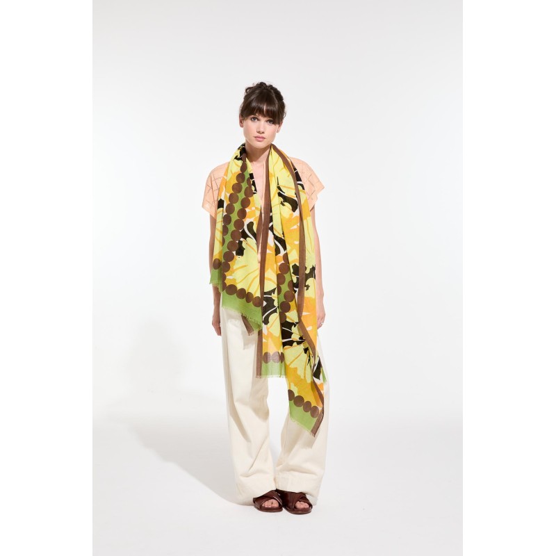Foulard en coton Graphique à fleur jaune/Mapoésie