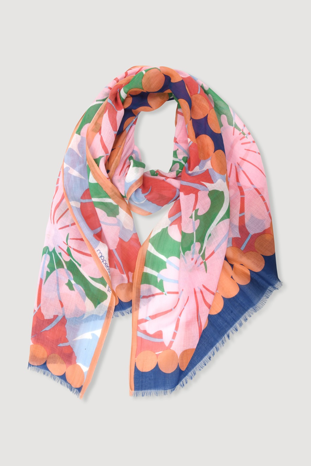 Foulard en coton Graphique à fleur rose/Mapoésie