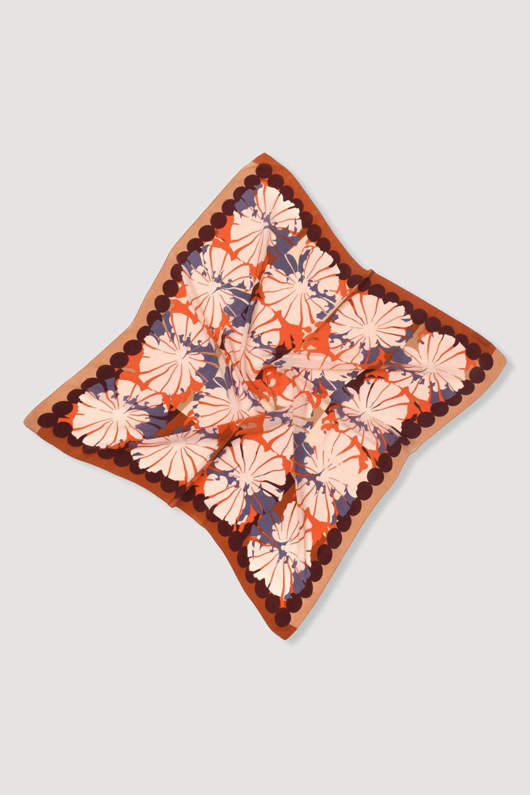 Graphic floral silk scarf - Pink Poppy/Mapoésie