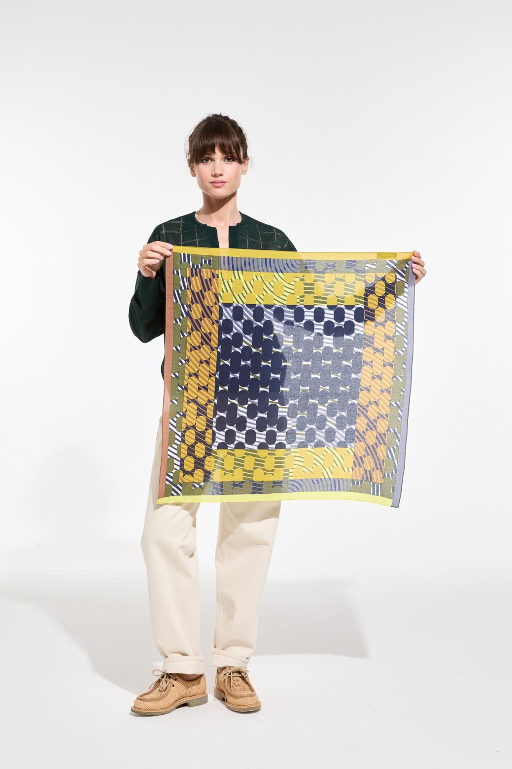 Graphic cotton scarf - Yellow Pollen/Mapoésie