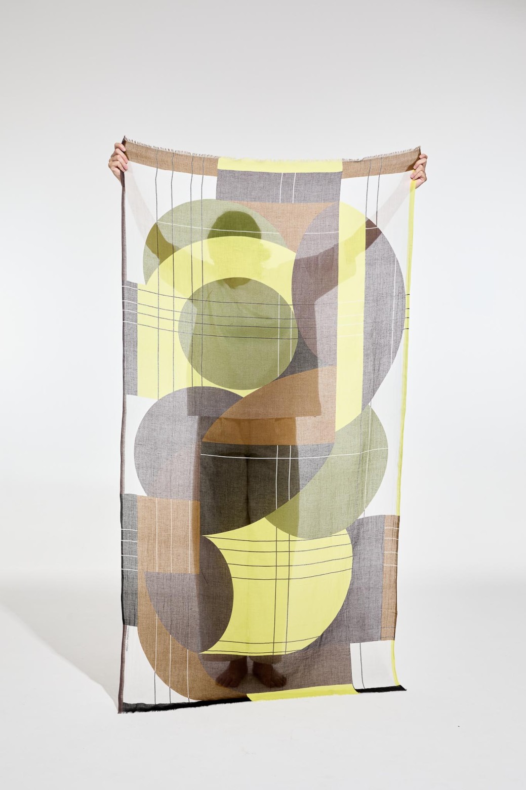 Foulard en coton Graphique Forma kaki jaune/Mapoésie