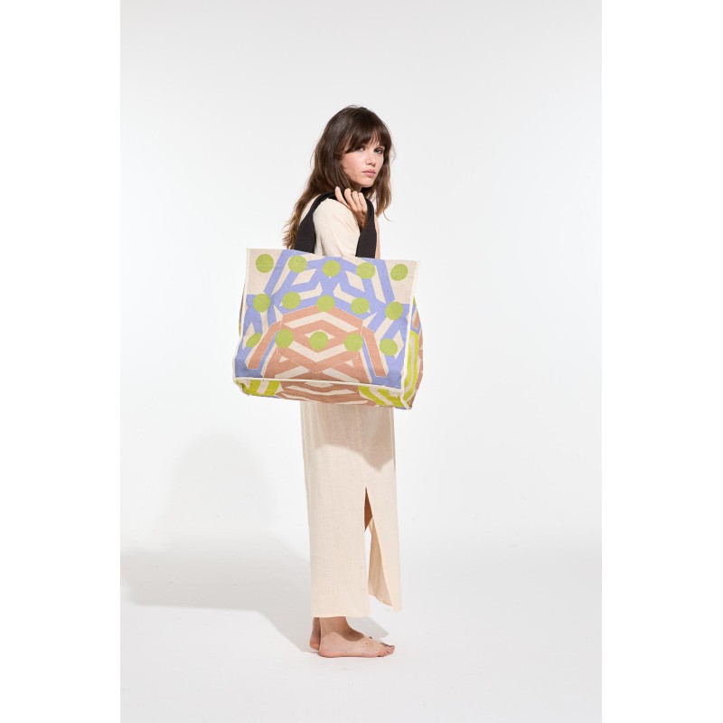 Grand sac en jute à motif/Mapoésie