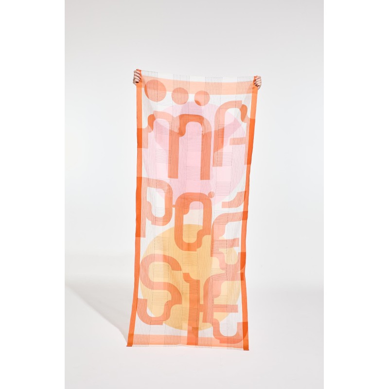 Foulard en coton graphique Lyrique orange/Mapoésie