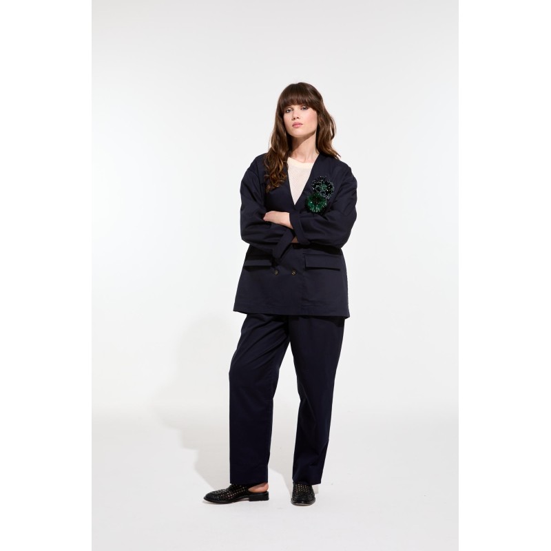 Pantalon coupe droite-marine/ Mapoésie