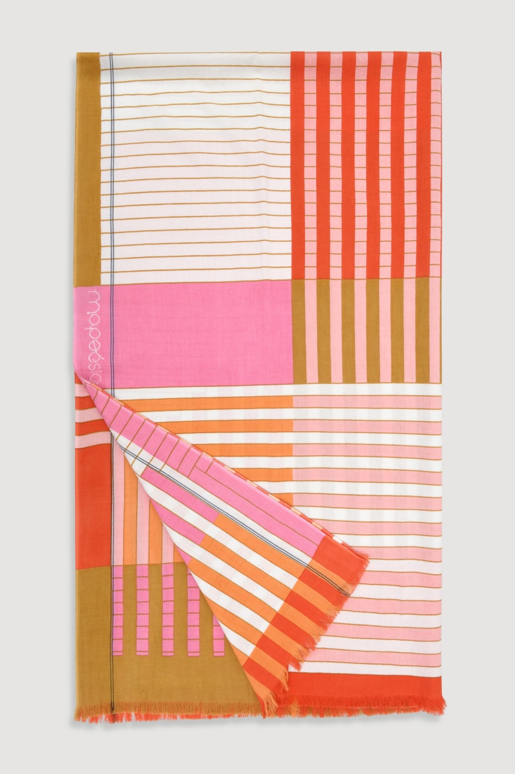 Fouta en coton graphique Riviera rose/Mapoésie