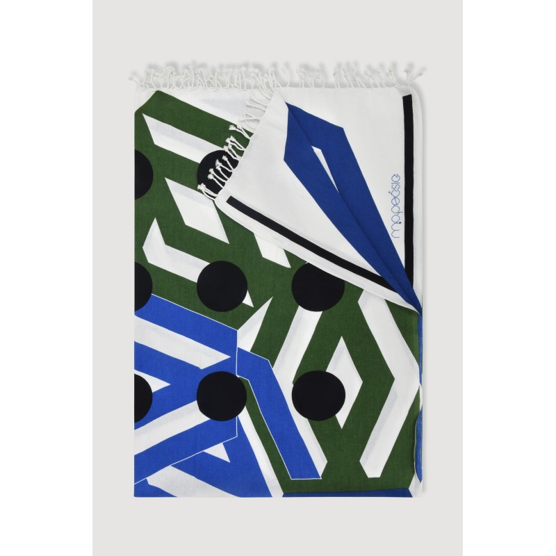 Bloom graphic print cotton fouta – blue / Mapoésie