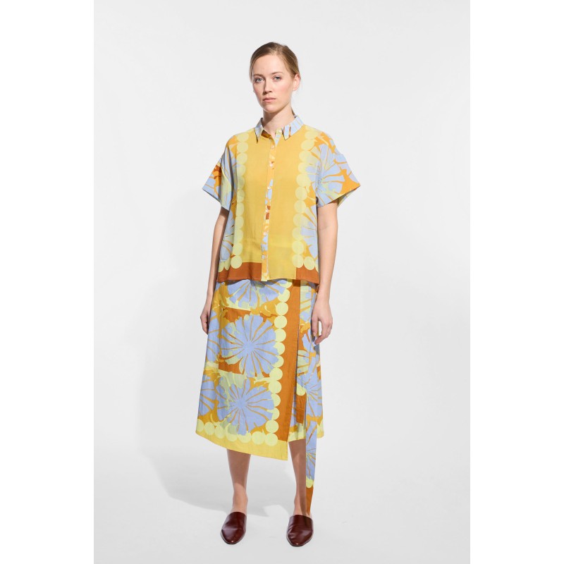Chemise manches courtes en soie - jaune/ Mapoésie