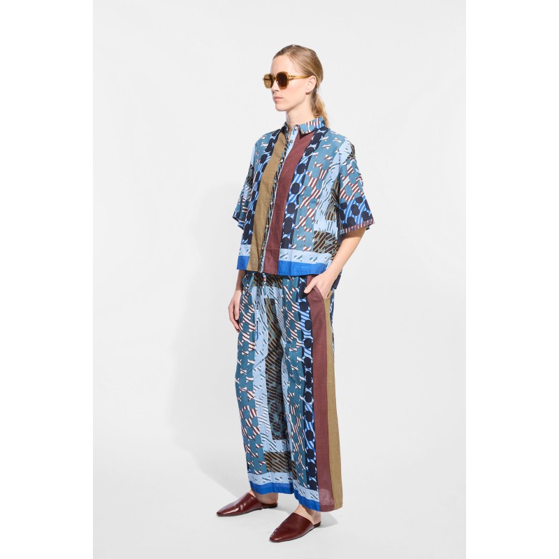 Chemise manches courtes en coton-bleu/ Mapoésie