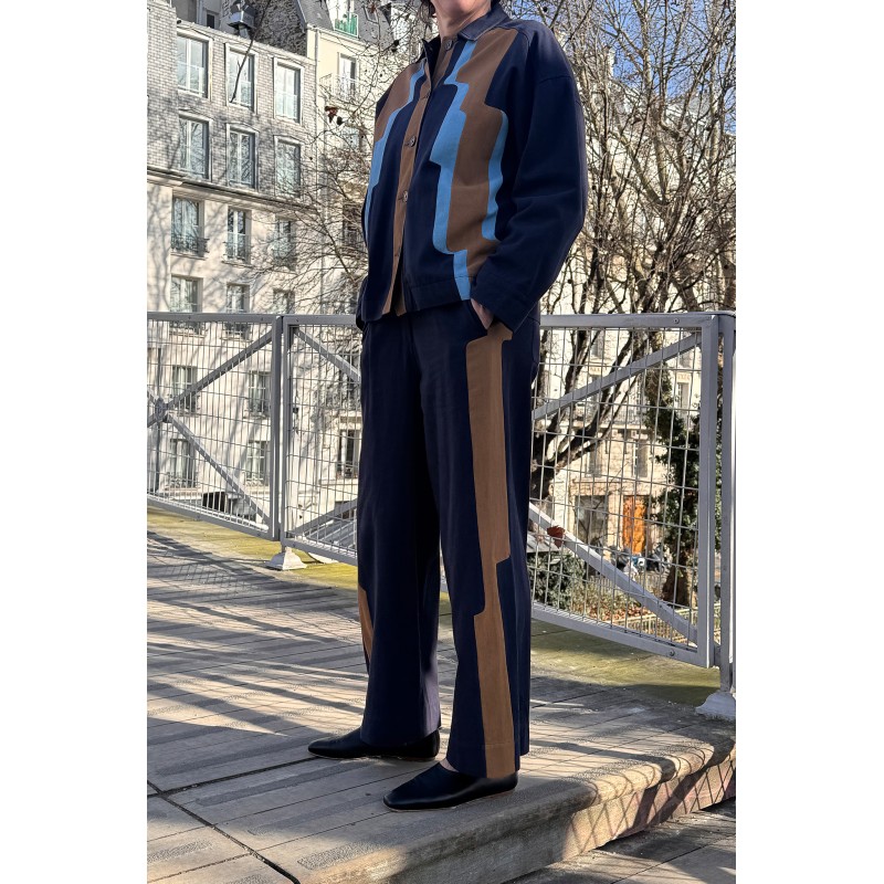 Pantalon taille haute - coupe droite - marine / Mapoésie