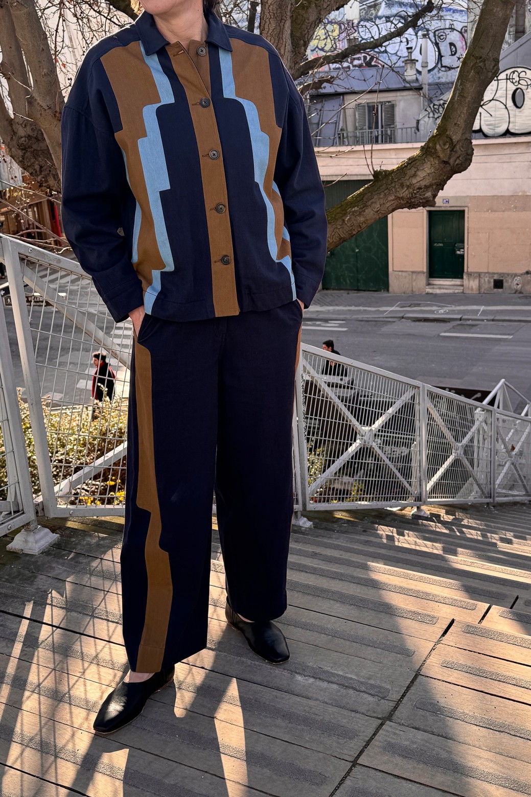 Pantalon taille haute - coupe droite - marine / Mapoésie