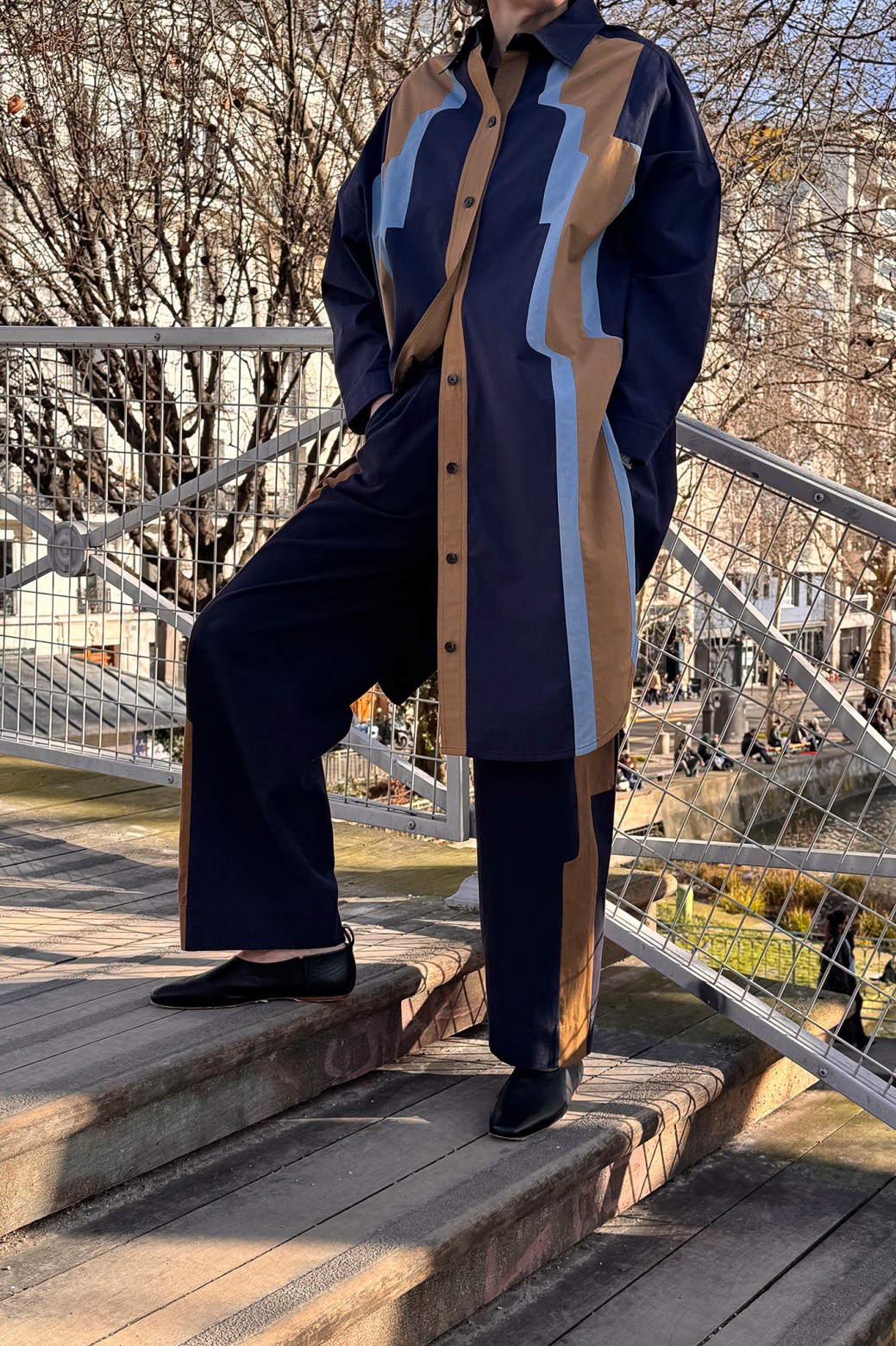 Robe manches longues en coton - marine / Mapoésie