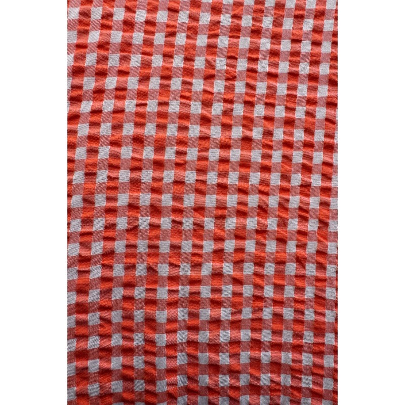 Robe longue manches courtes à carreaux-orange/Mapoésie
