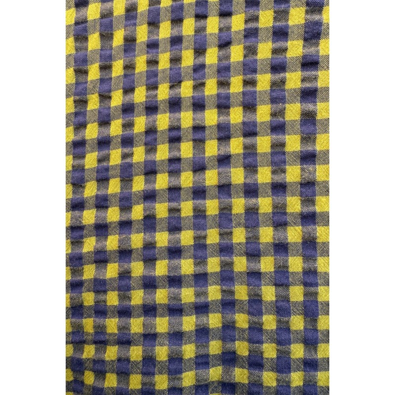 Robe longue manches courtes à carreaux-kaki/Mapoésie