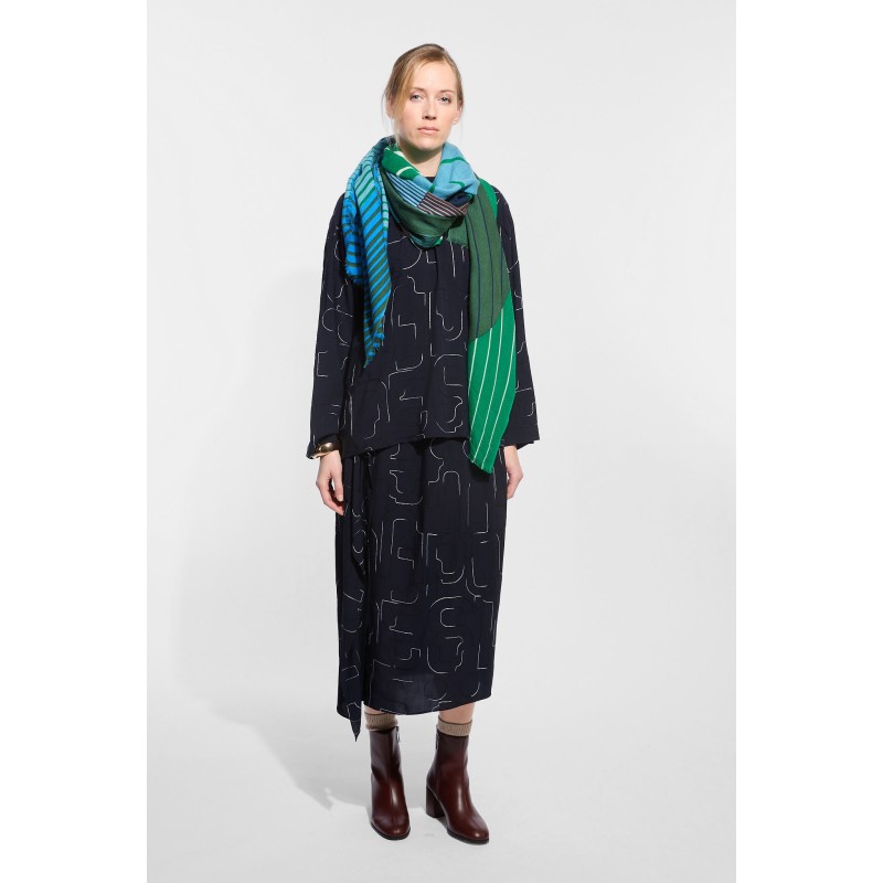 Foulard  Astre Gris Bleu