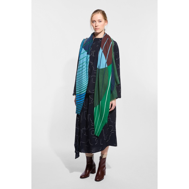 Foulard  Astre Gris Bleu