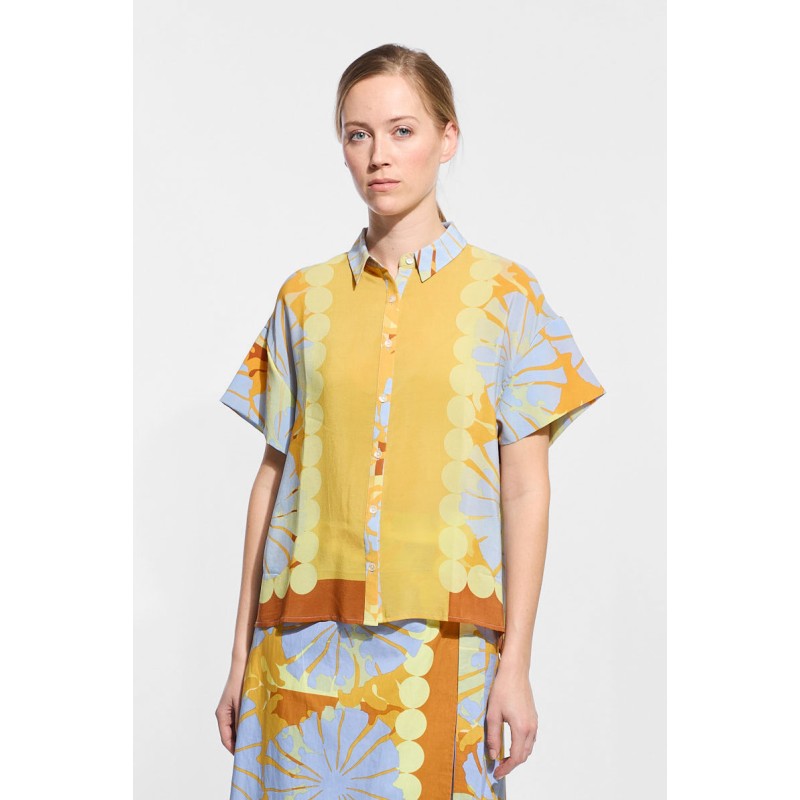 Chemise manches courtes en soie - jaune/ Mapoésie